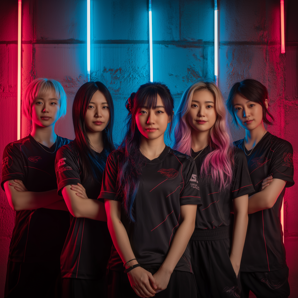 eスポーツに女性リーグは必要か?将棋とスポーツ界から考える競技の公平性 washizu7773 all female japanese esports team group photo neon l 2236fce4 9288 4741 9b84 63b8659e4928