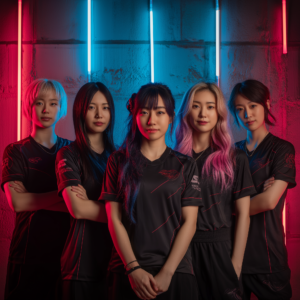 washizu7773 all female japanese esports team group photo neon l 2236fce4 9288 4741 9b84 63b8659e4928